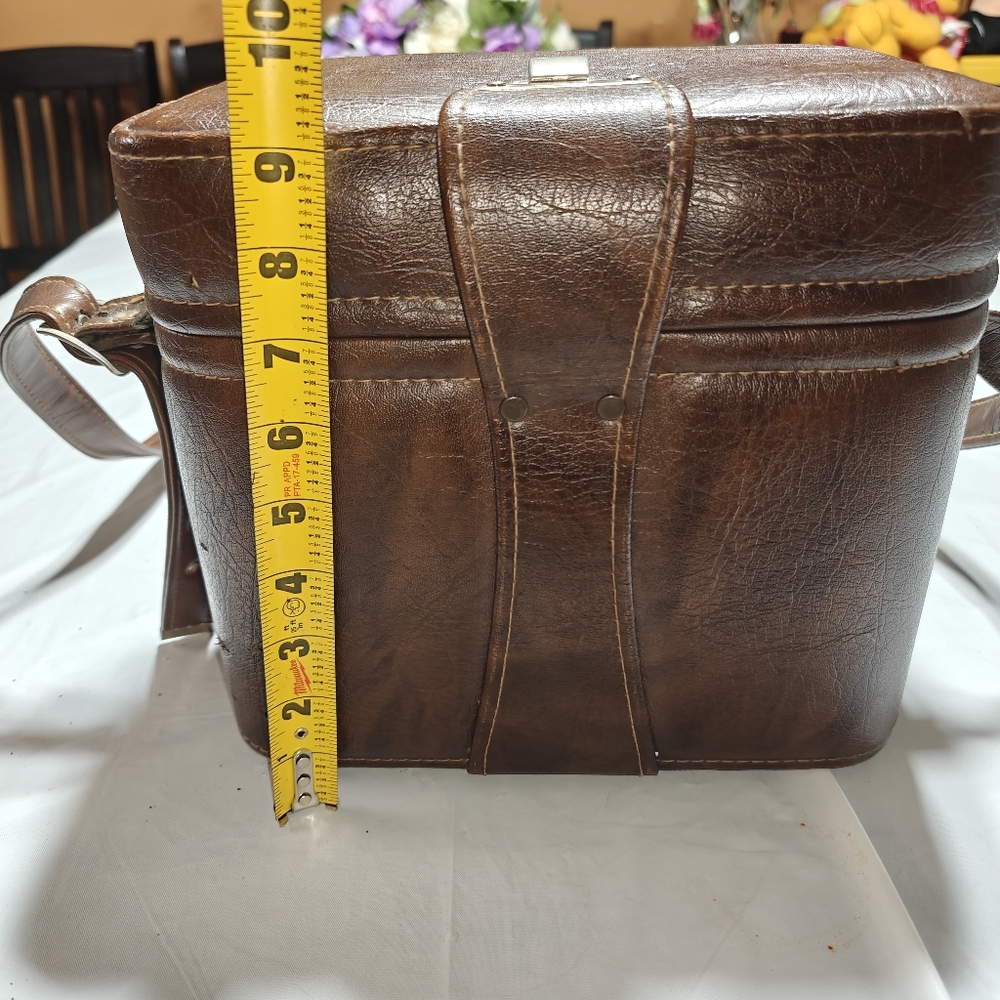Vintage Brown Faux Leather Case with Buckle Strap Camera  Storage Case - Picture 9 of 15